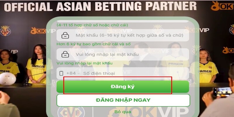 Hoàn tất đăng ký OK9 có tài khoản sau 1 phút