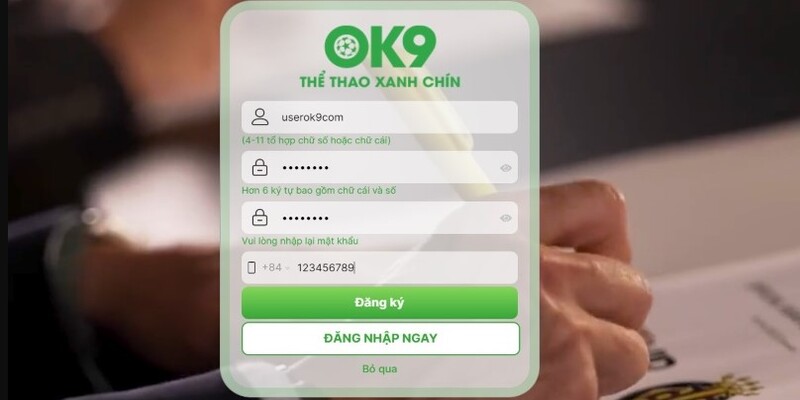 Đăng ký giải trí tại OK9 chỉ cần vài cú click chuột